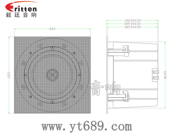 8寸圓筒天花吸頂式喇叭成品圖正面網罩