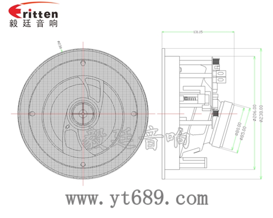 高端6.5寸吸頂式天花喇叭成品圖圓網罩