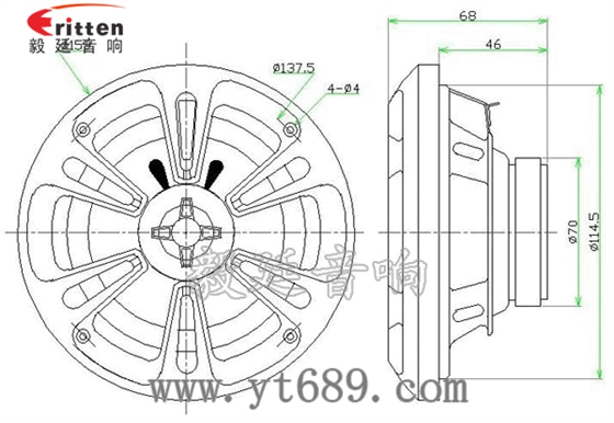 5.25寸25w同軸汽車喇叭成品圖 53mm5w學習機喇叭-喇叭廠家成品圖
