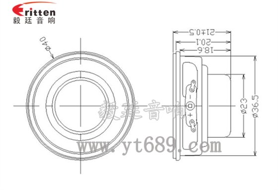 40mm全頻內(nèi)磁喇叭成品圖