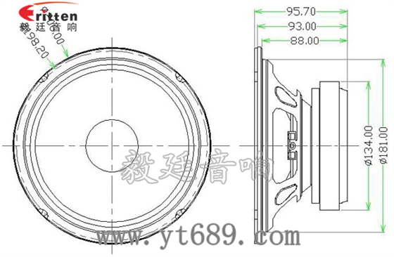 8寸4歐50W重低音喇叭成品圖