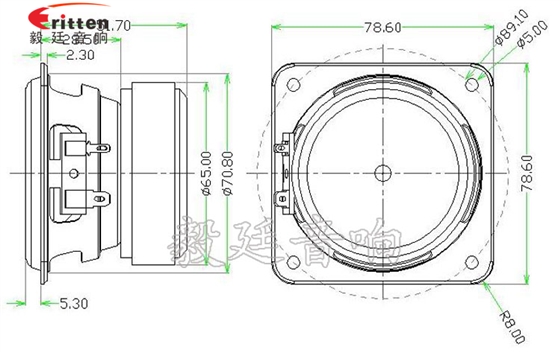 25W全頻多媒體音箱喇叭成品圖 78mm20w全頻內磁喇叭成品圖