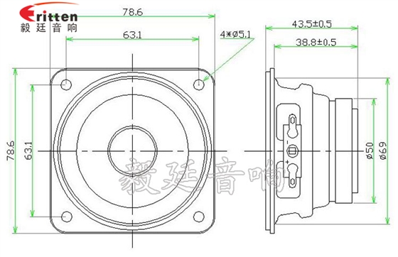 79mm13芯5W多媒體喇叭成品圖 78mm15w內磁全頻喇叭成品圖