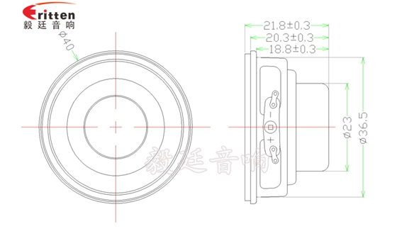 40mm全頻內磁故事機喇叭成品圖