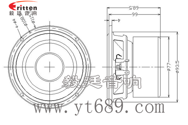 4寸外磁防磁喇叭成品圖