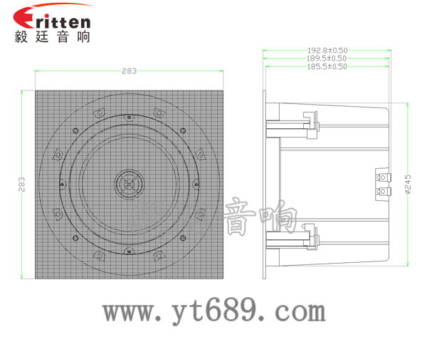 8寸圓筒天花吸頂式喇叭成品圖正面網(wǎng)罩